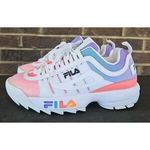 Fila Womens Disruptor ii 2 Multicolor White Sneakers- Pink Size US 9 EUR 40
